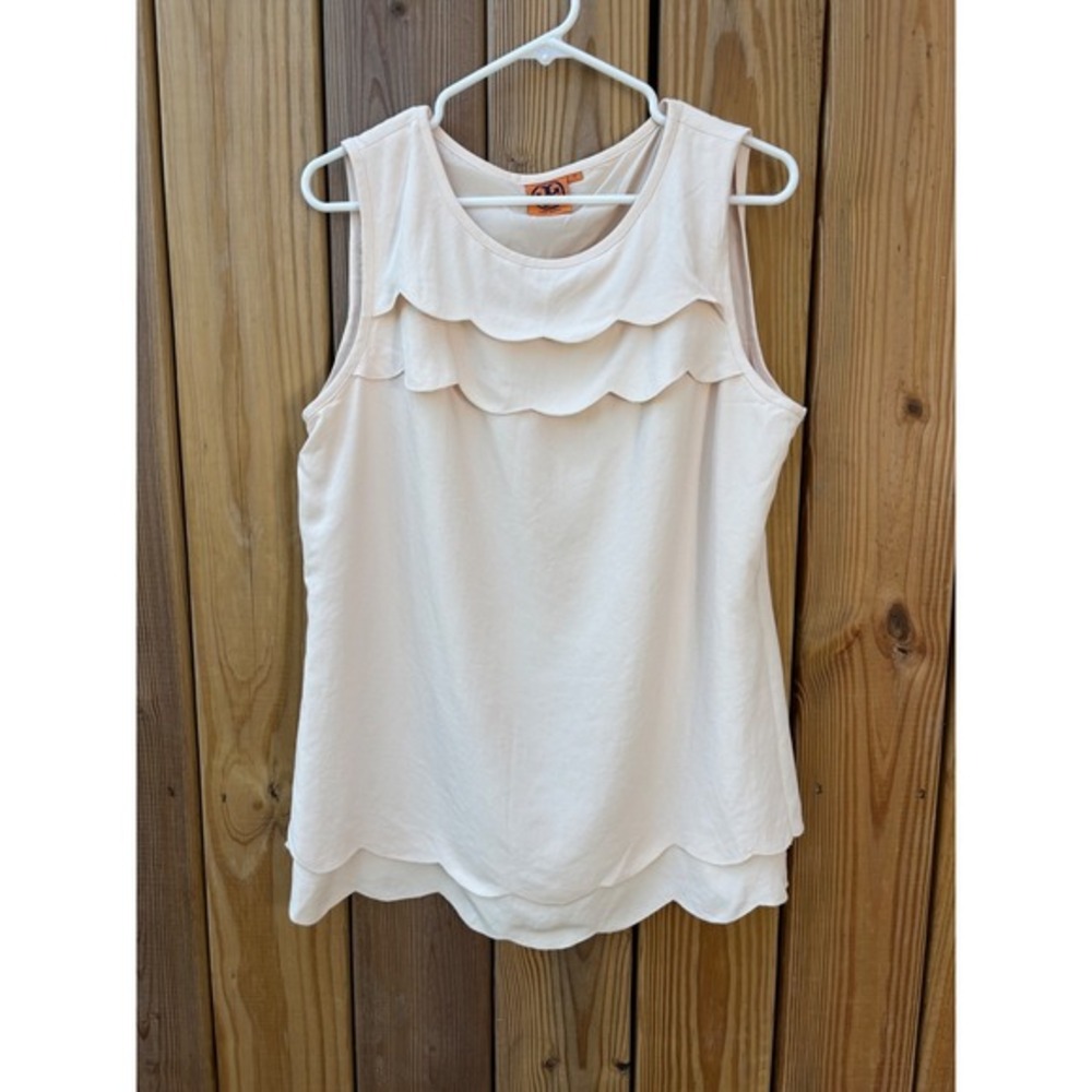 Tory Burch Cream Sleeveless Ruffle-Front Shell - Picture 4 of 10